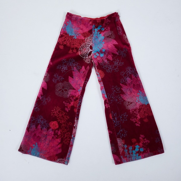 KENZO Bell Bottoms Wide Leg High Rise Velvet Abstract Size 5/6/7 Pants - Picture 5 of 9